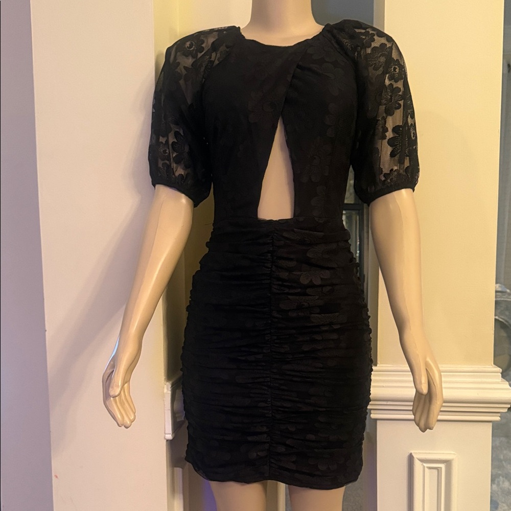 Trendyol Black Floral Lace Mini Dress